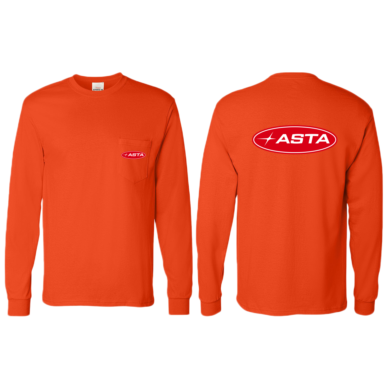 Automotive Service and Tire Alliance Classic Front & Back Authentic Long Sleeve Pocket T-Shirt Orange