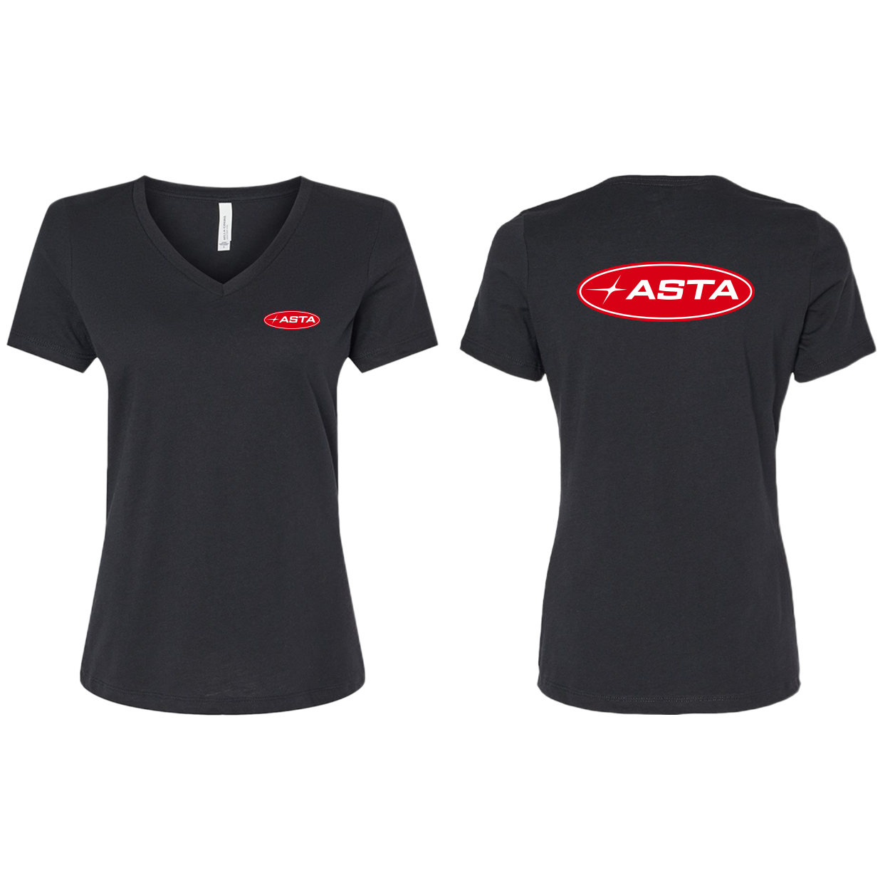 Automotive Service and Tire Alliance Classic Front And Back Womens Relaxed V-Neck Shirt Black Heather
