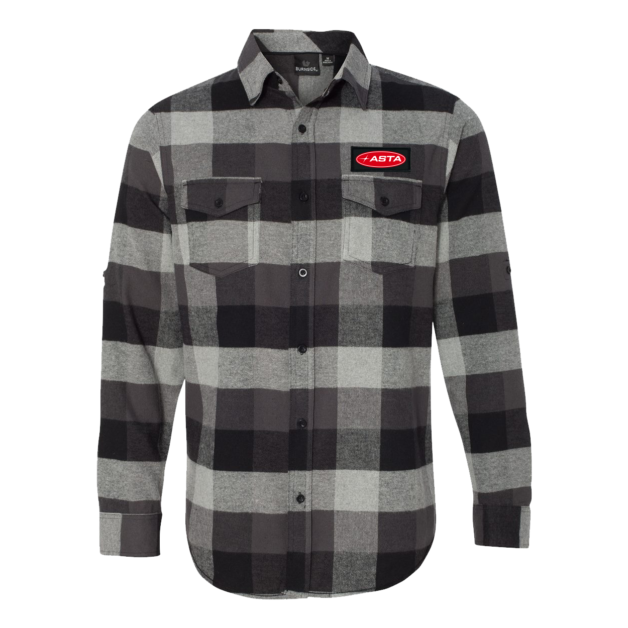 Automotive Service and Tire Alliance Night Out Rectangle Woven Patch Flannel Shirt Long Sleeve Black/Gray
