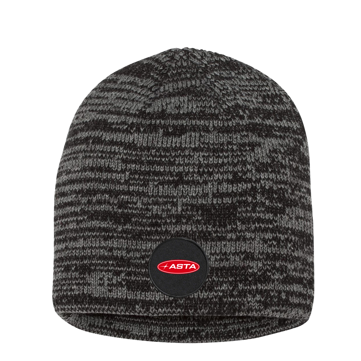 Automotive Service and Tire Alliance Classic Circle Woven Patch Marled Knit Skully Beanie Black/Dark Gray