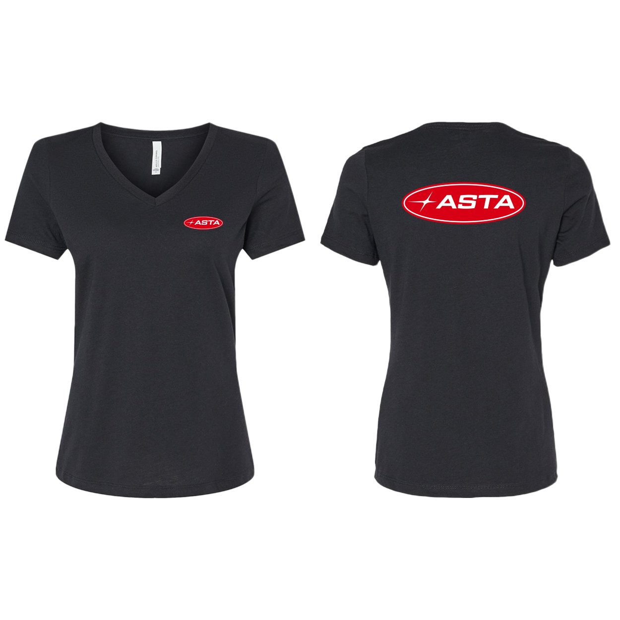 Automotive Service and Tire Alliance Classic Front And Back Womens Relaxed V-Neck Shirt Black Heather